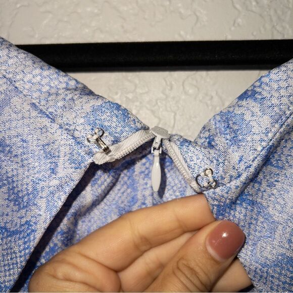 NWT B Michael America Red Collection Blue‎ Draped Collar Snakeskin Dress Size 10 - Picture 7 of 8